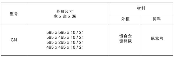 尼龍網(wǎng)初效過濾器規(guī)格尺寸